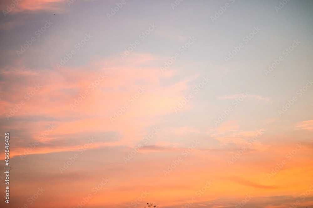Sanset Sky with colorful clouds, without birds