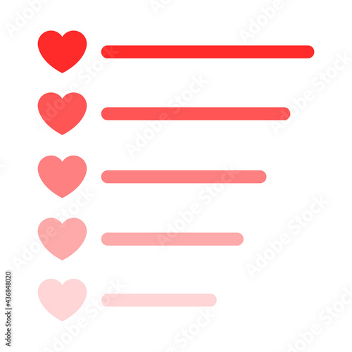 Love rating scale. The love level is being uploaded. Color gradient.