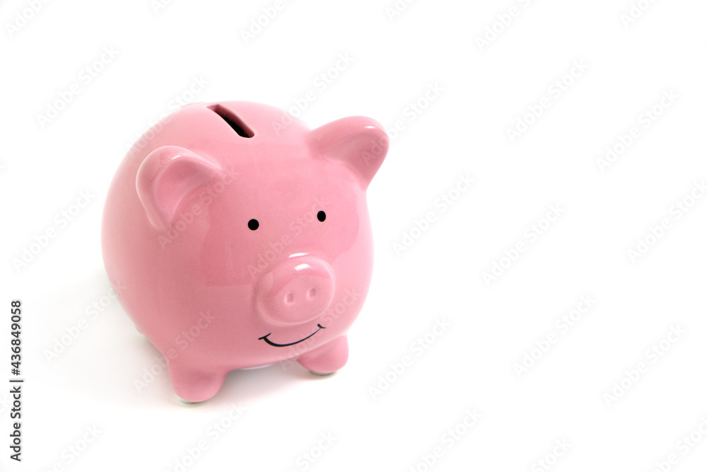 Pink Piggy Bank on White Background