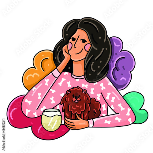 girl sitting with a spitz