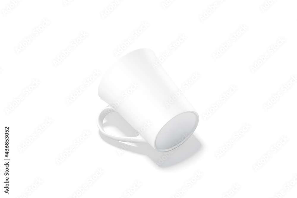 Blank ceramic bell-shaped 11oz mug mockup bottom lying, isolated Blank ceramic bell-shaped 11oz mug mockup bottom lying, isolated