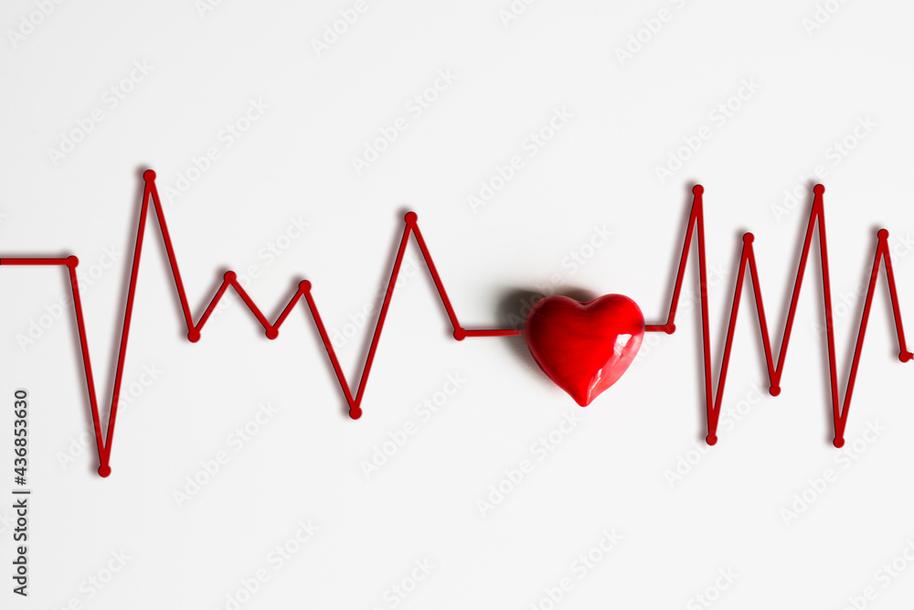 Red hart with ecg graph, symbol of puls, heart beat, or health. Isotalted in white background. Red hart with ecg graph, symbol of puls, heart beat, or health. Isotalted in white background.