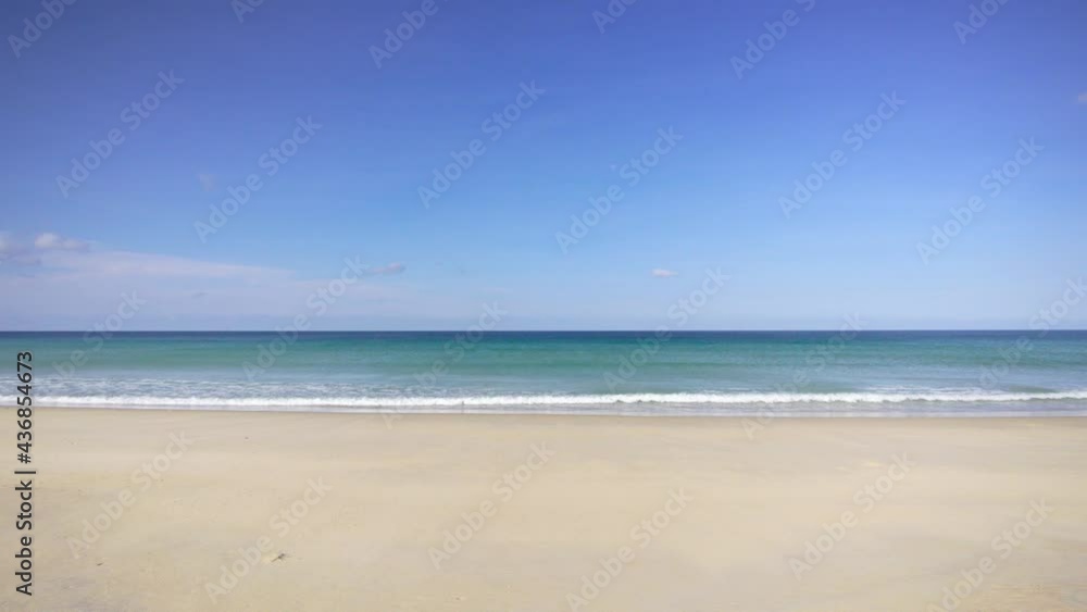 Phuket beach sea sand and sky. Professional video Landscape view of beach sea in summer day. Beach space area. At Karon Beach, Phuket, Thailand. On 4 Jun 2021. 4K UHD. Video Clip Phuket beach sea sand and sky. Professional video Landscape view of beach sea in summer day. Beach space area. At Karon Beach, Phuket, Thailand. On 4 Jun 2021. 4K UHD. Video Clip