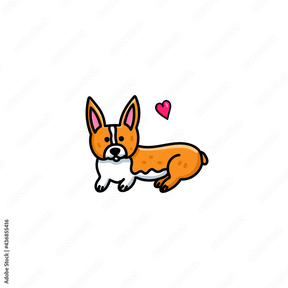 little red corgi with a heart little red corgi with a heart