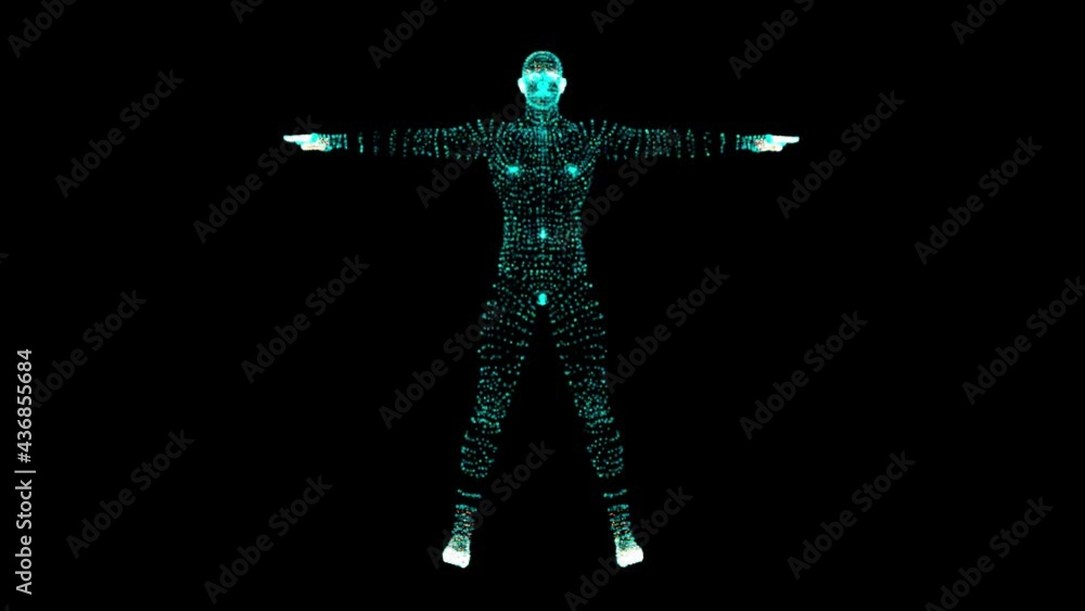 Human body low poly wireframe. Futuristic scan set, human hologram ...