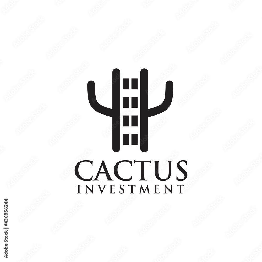 Obraz premium Cactus building logo design template