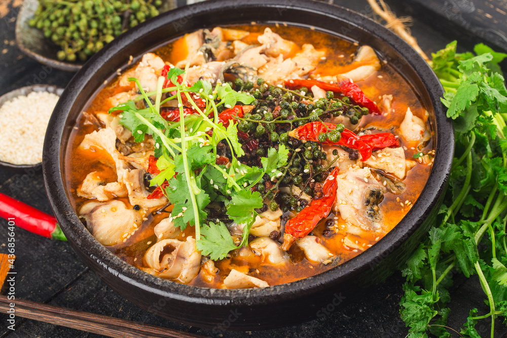 A Chinese delicacy: boiled fish A Chinese delicacy: boiled fish