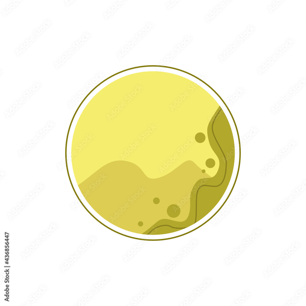 Simple creamy moon element design concept. Creamy moon icon for ui/ux element, component. Creamy circle shape with circle line icon, element, component. Simple creamy circle shape.