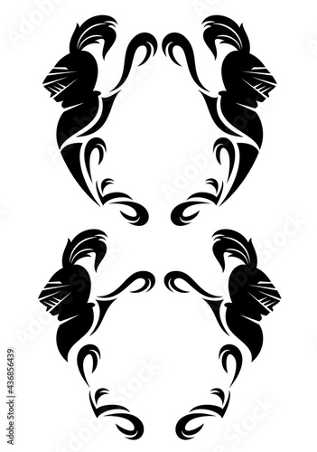 two medieval knights heads with plumage helmets and heraldic style copy space blank black and white vector design set