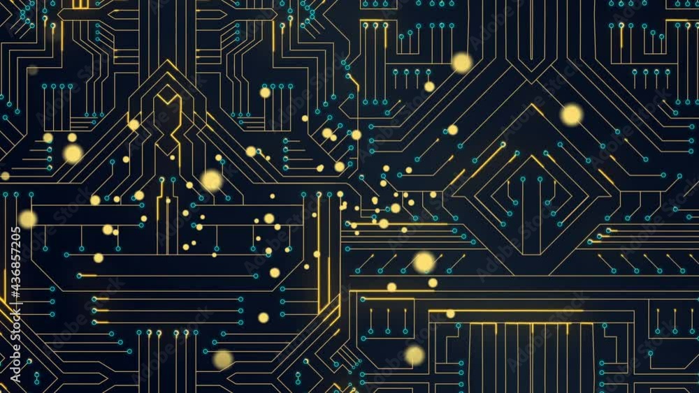 Animation of data processing on glowing computer circuit board Animation of data processing on glowing computer circuit board