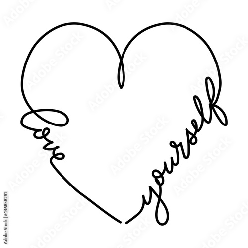Love yourself motivational concept. Self love design template with lettering and heart
