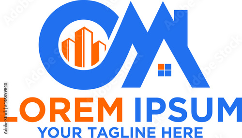 Initial letter O & M with House building logo