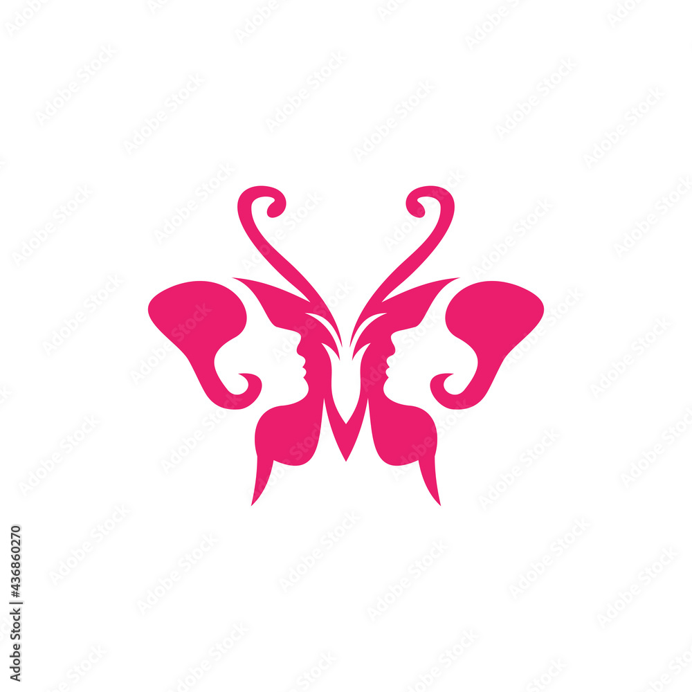 Beauty Butterfly Pink Color Logo Design Beauty Butterfly Pink Color Logo Design