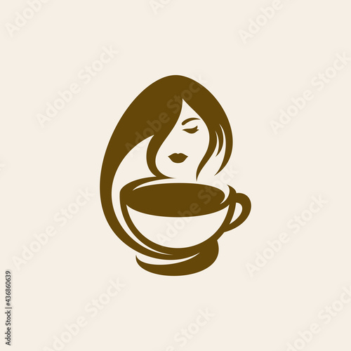 Woman Coffee Vector Logo Design