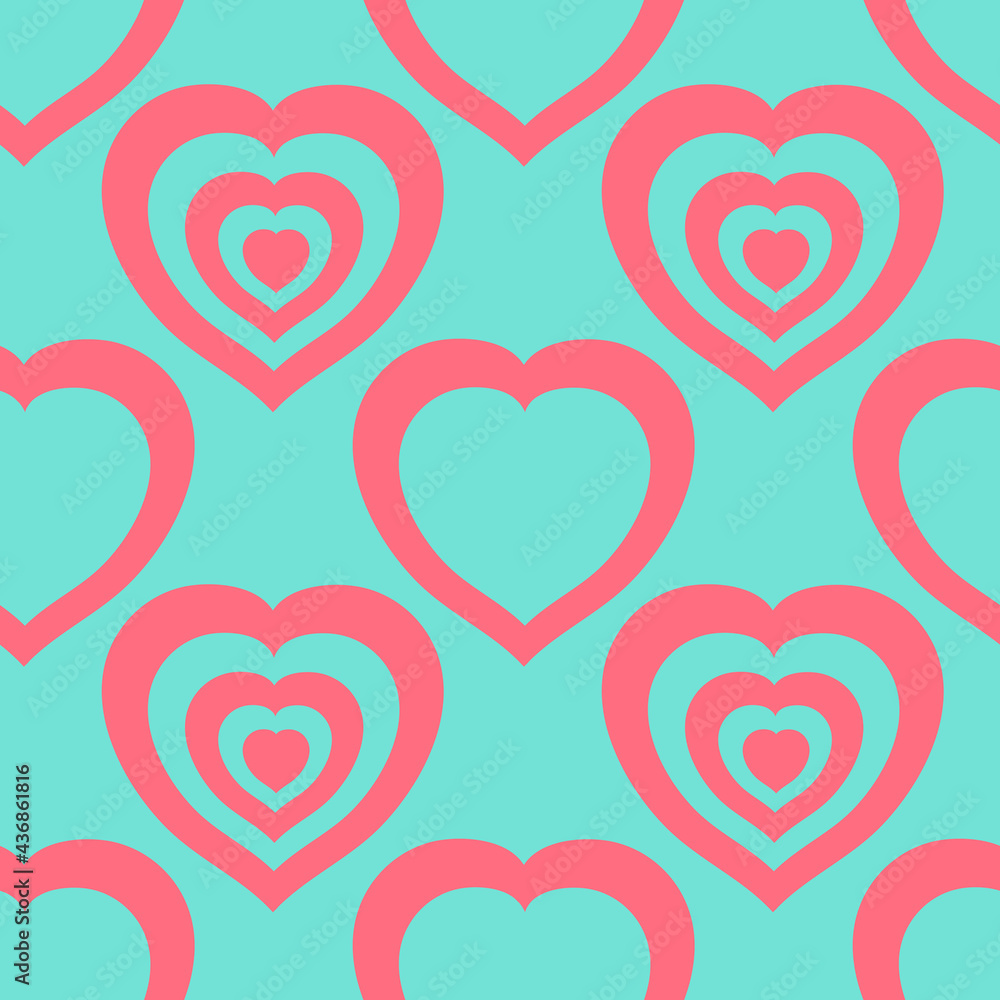Heart shape seamless pattern. Pink blue cute background trendy color, geometric repeating pattern for fabric textile. Heart love romance Heart shape seamless pattern. Pink blue cute background trendy color, geometric repeating pattern for fabric textile. Heart love romance