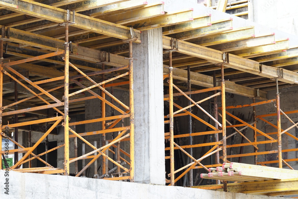 construction site of a building made of expanded clay concrete blocks formwork and walls construction site of a building made of expanded clay concrete blocks formwork and walls