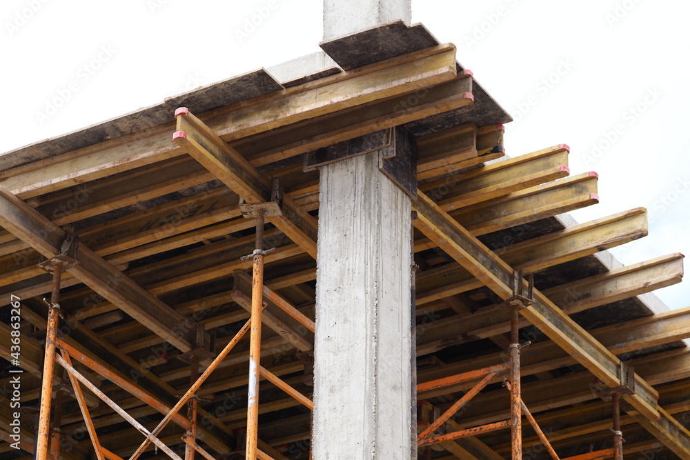 construction site of a building made of expanded clay concrete blocks formwork and walls construction site of a building made of expanded clay concrete blocks formwork and walls
