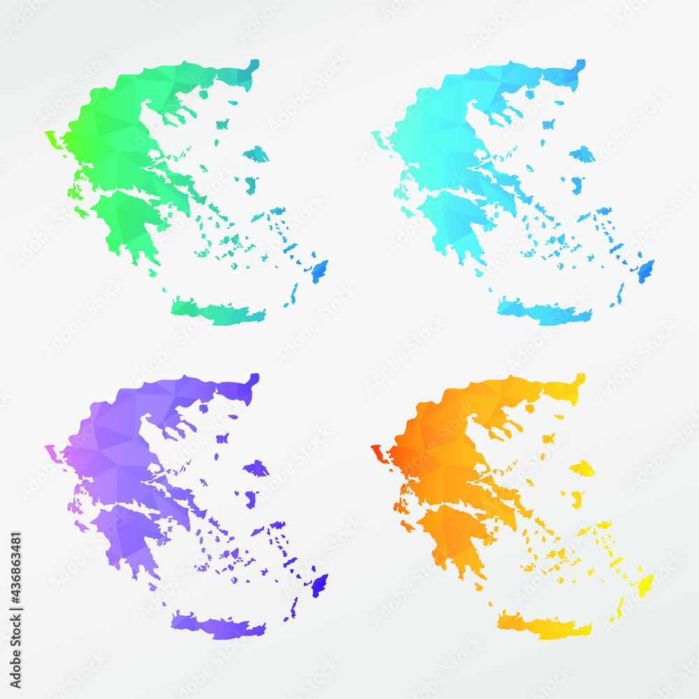 Greece Low Poly Map Clip Art Design. Geometric Polygon Graphic National Icon. Vector Illustration Symbol.