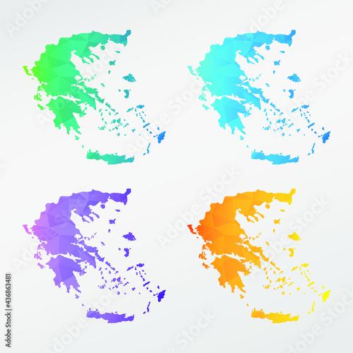 Greece Low Poly Map Clip Art Design. Geometric Polygon Graphic National Icon. Vector Illustration Symbol.