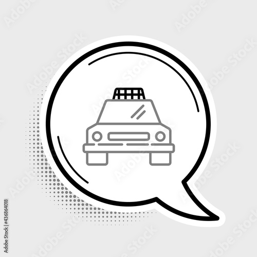 Line Taxi car icon isolated on grey background. Colorful outline concept. Vector