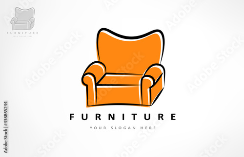 Chair logo vector. Upholstered furniture design.