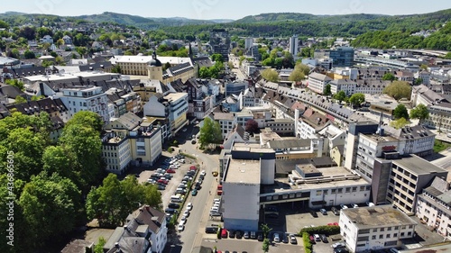 Stadtansicht Siegen mit Universität am Unteren Schloss, Kreishaus und Einkaufscenter