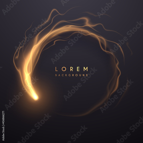 Abstract circle golden light lines background