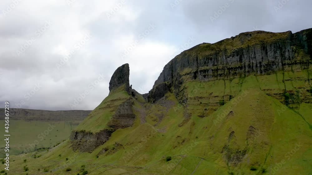 Aerial view of rock formation located in county Leitrim, Ireland called Eagles Rock