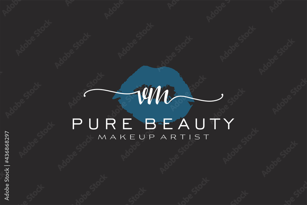 Initial VM Watercolor Lips Premade Logo Design, Logo for Makeup Artist ...