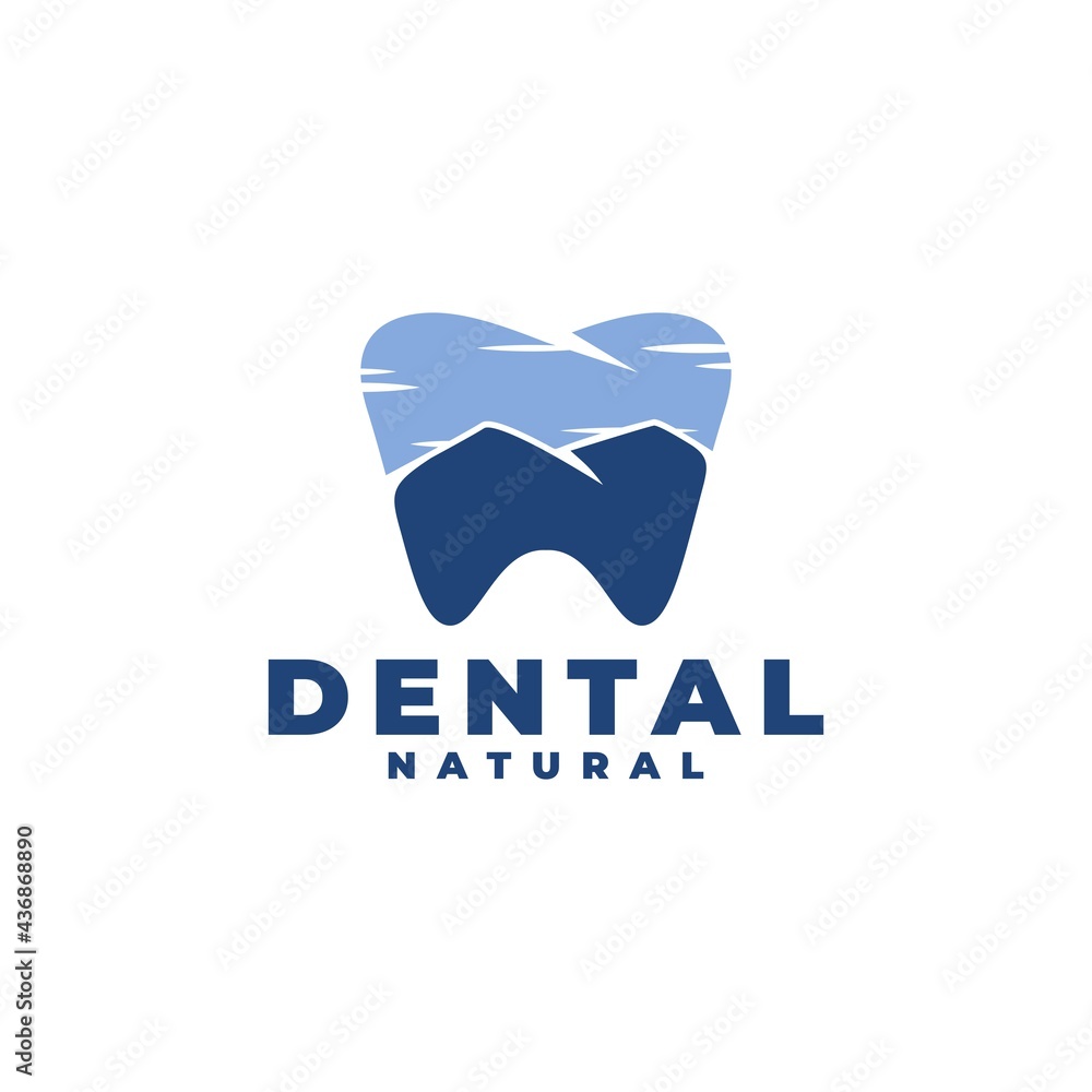 combination of a tooth and a landscape, good for dental logo.