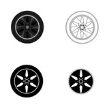 set of car wheel vector on white background