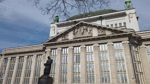 Statue of the famous archaeologist don Frano Bulić in front of the Croatian State Archives - the national archives of Croatia located in Zagreb. photo