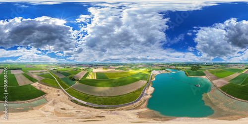 dredge lake in germany between eich and ibersheim 360° x 180° airpano photo