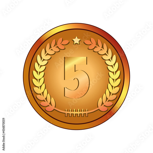 5 Anniversary golden label, vector illustration 