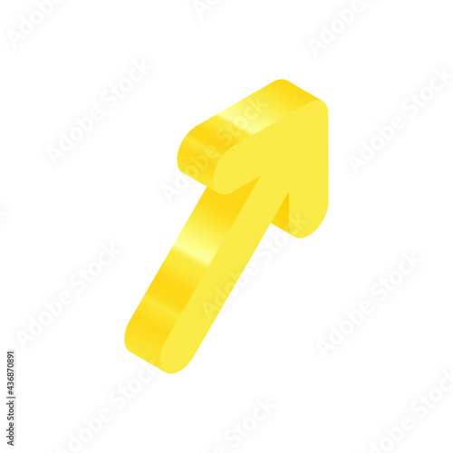 Isometric Yellow Icon. Modern Flat Vector Illustration. Arrow Up Sign. Social Media Template.