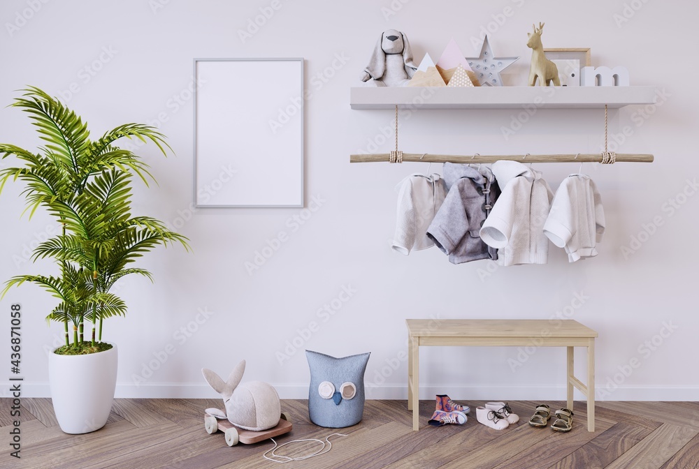 Fototapeta premium 3d rendering hallway children's room, kids decor and kids toys