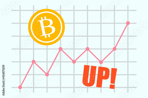 ビットコインの上昇　ベクターイラスト