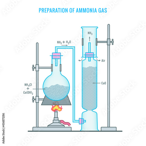 Preparation of Ammonia Gas in Laboratory with the help of Ammonium Chloride and Calcium Oxide