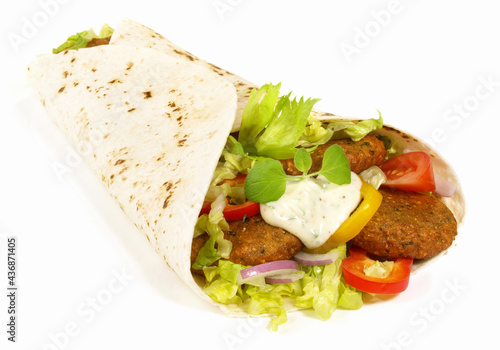 Falafel Wrap - Fast Food isolated on white Background photo
