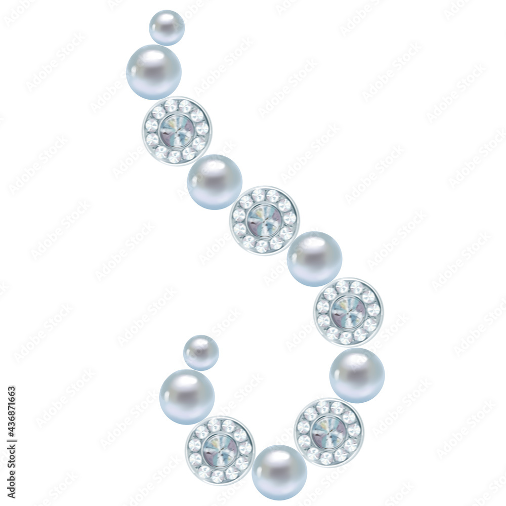 Pearl jewelry on white background. Fashion illustration. Jewelry illustration.