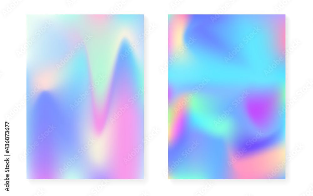 Holographic cover set with hologram gradient background. Holographic cover set with hologram gradient background.