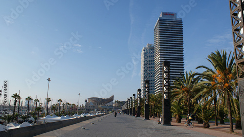 Barcelona, Catalunya: Beautiful landscape of the  waterfront in Barceloneta, new awesome area built in place of the old port. © Alessandro