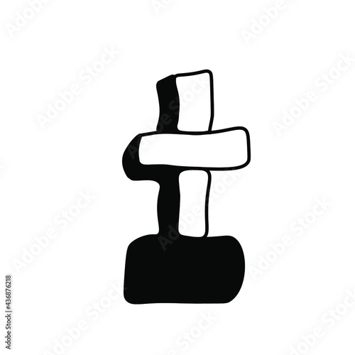 One vector tombstone for halloween.Simple illustration of black line elements hand drawn in doodle style on white isolated background.Design for greeting cards,web,social media,packages,decorations.