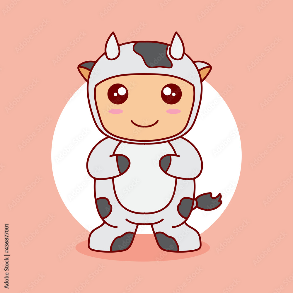 Vector collection of cute kawaii cow. suitable for mascot or sticker Vector collection of cute kawaii cow. suitable for mascot or sticker