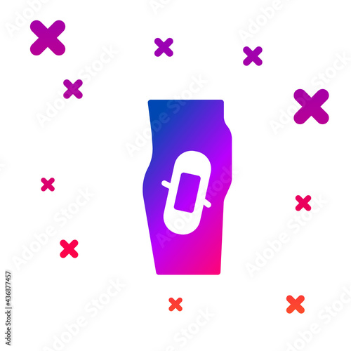 Color Plaster on leg icon isolated on white background. Gradient random dynamic shapes. Vector