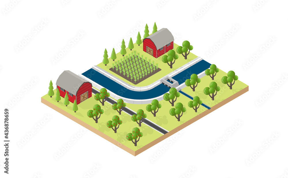 agricultural and farm system with water canal