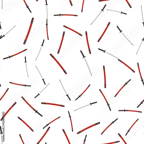 Seamless pattern with samurai katanas. Vector illustration.