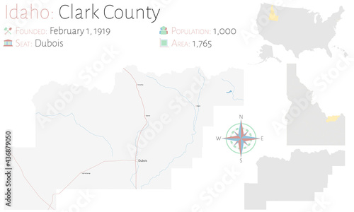 Large and detailed map of Clark county in Idaho  USA.