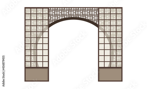 Shoji, japanese traditional sliding door. Vector illustration