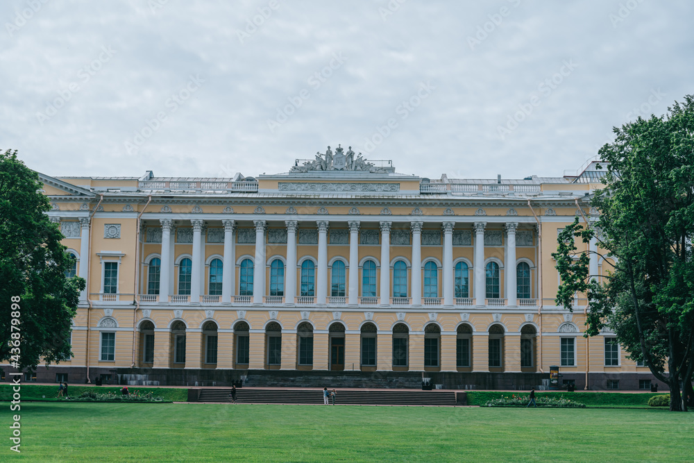 The northern facade of the Mikhailovsky Palace. Mikhailovsky Garden. Close up.
